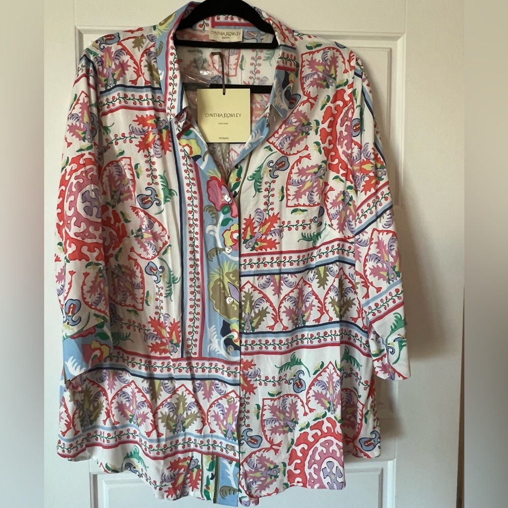 Cynthia Rowley Multicolor Printed Button-Up Blouse
